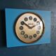 Vintage formica clock silent rectangular wall clock "Blue Kiple"