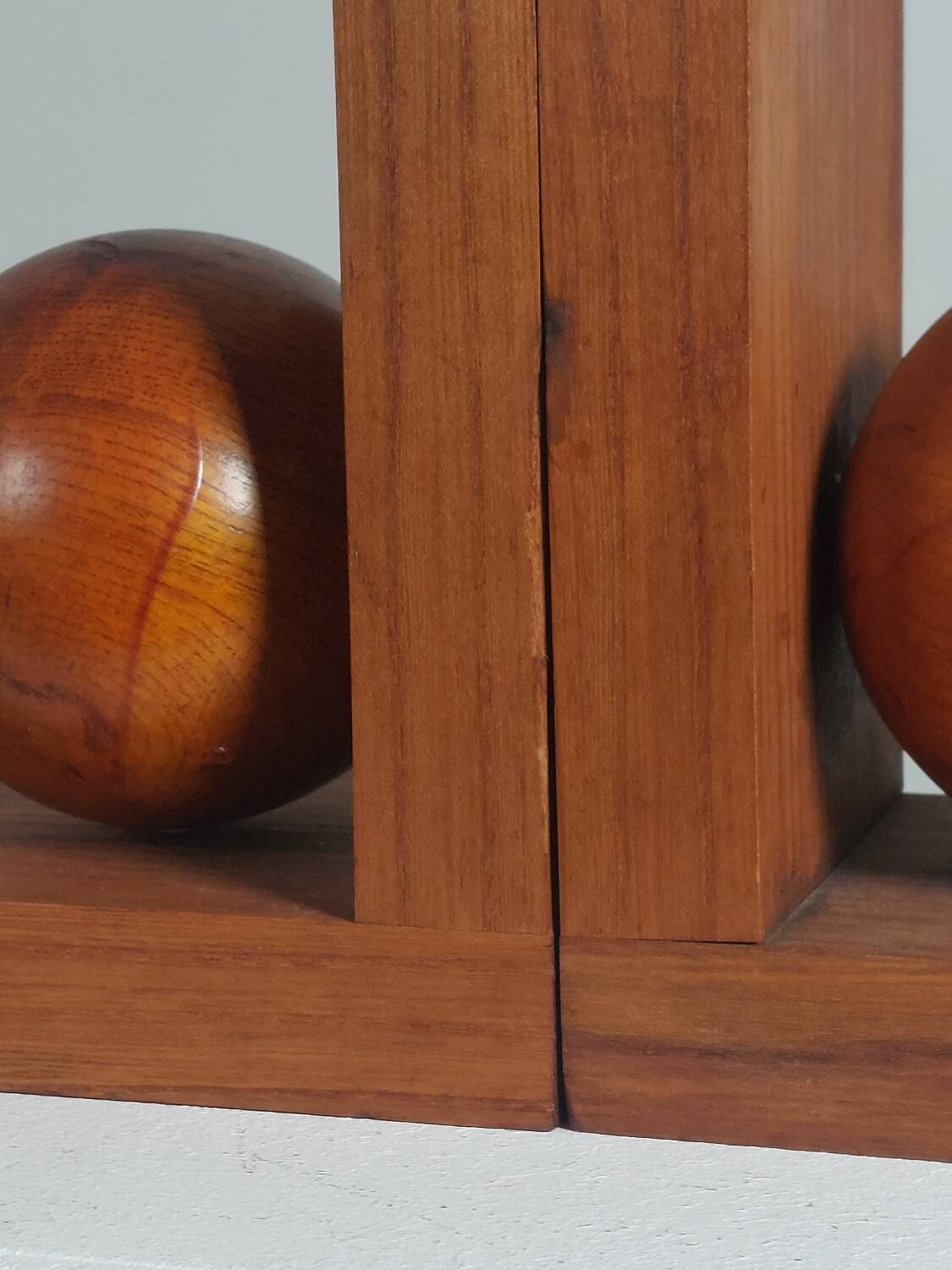Wooden Art Deco bookends sphere decor