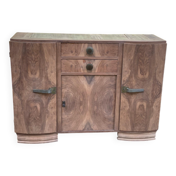 Art Deco vintage sideboard renovated in walnut burl, 1960.