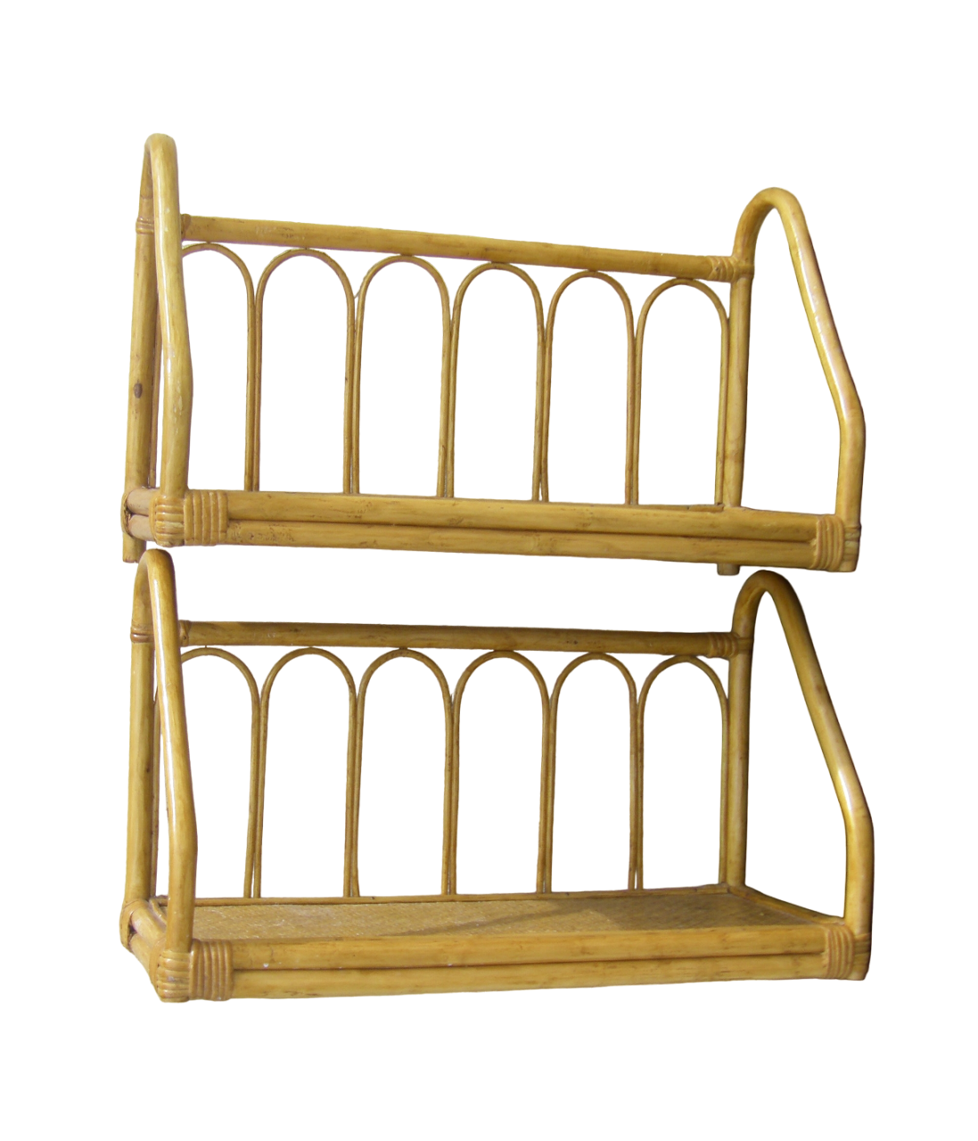 Two rattan wall shelves