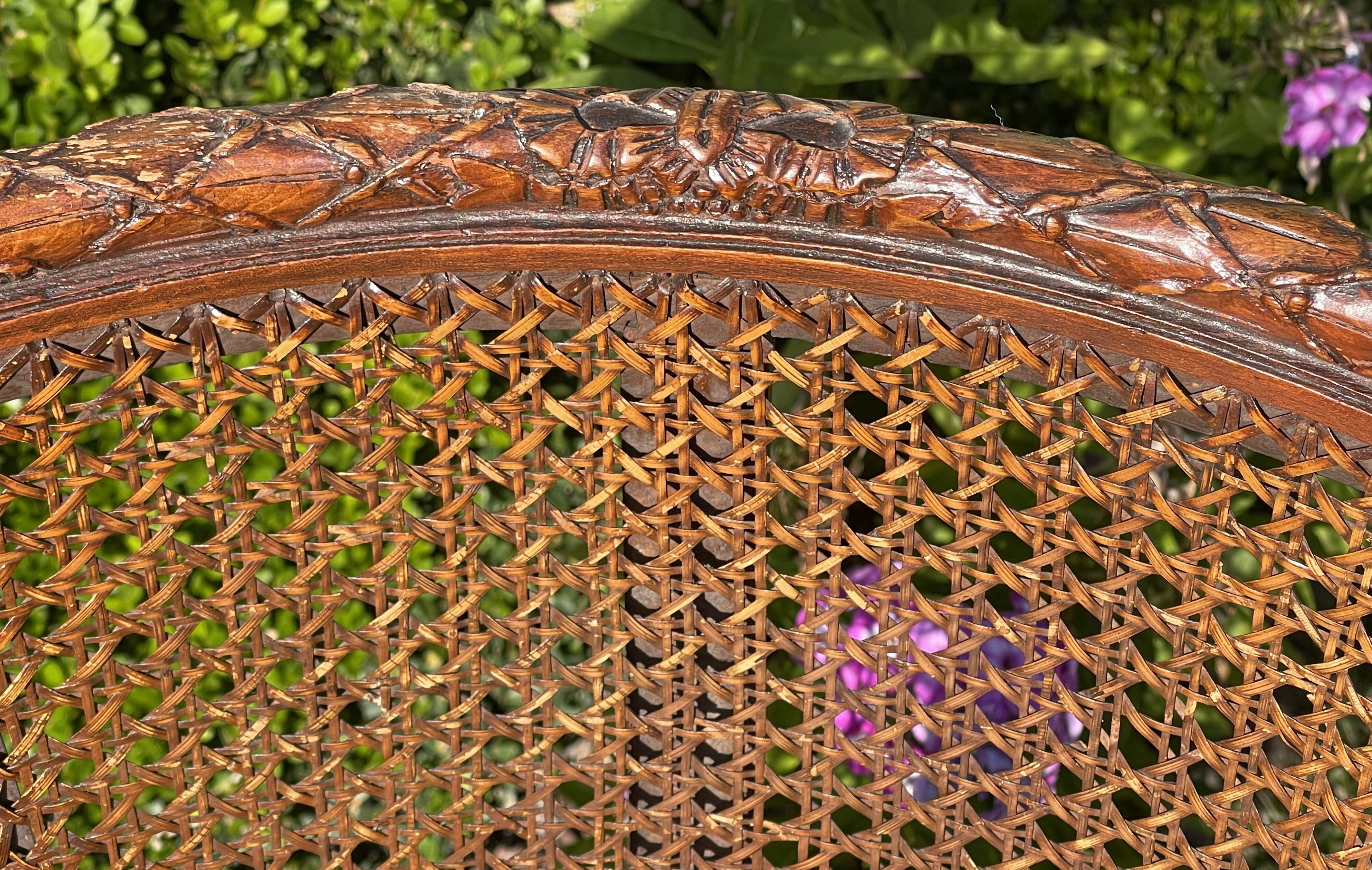 Armchair in Fruit Wood and Cannage Style Louis XVI