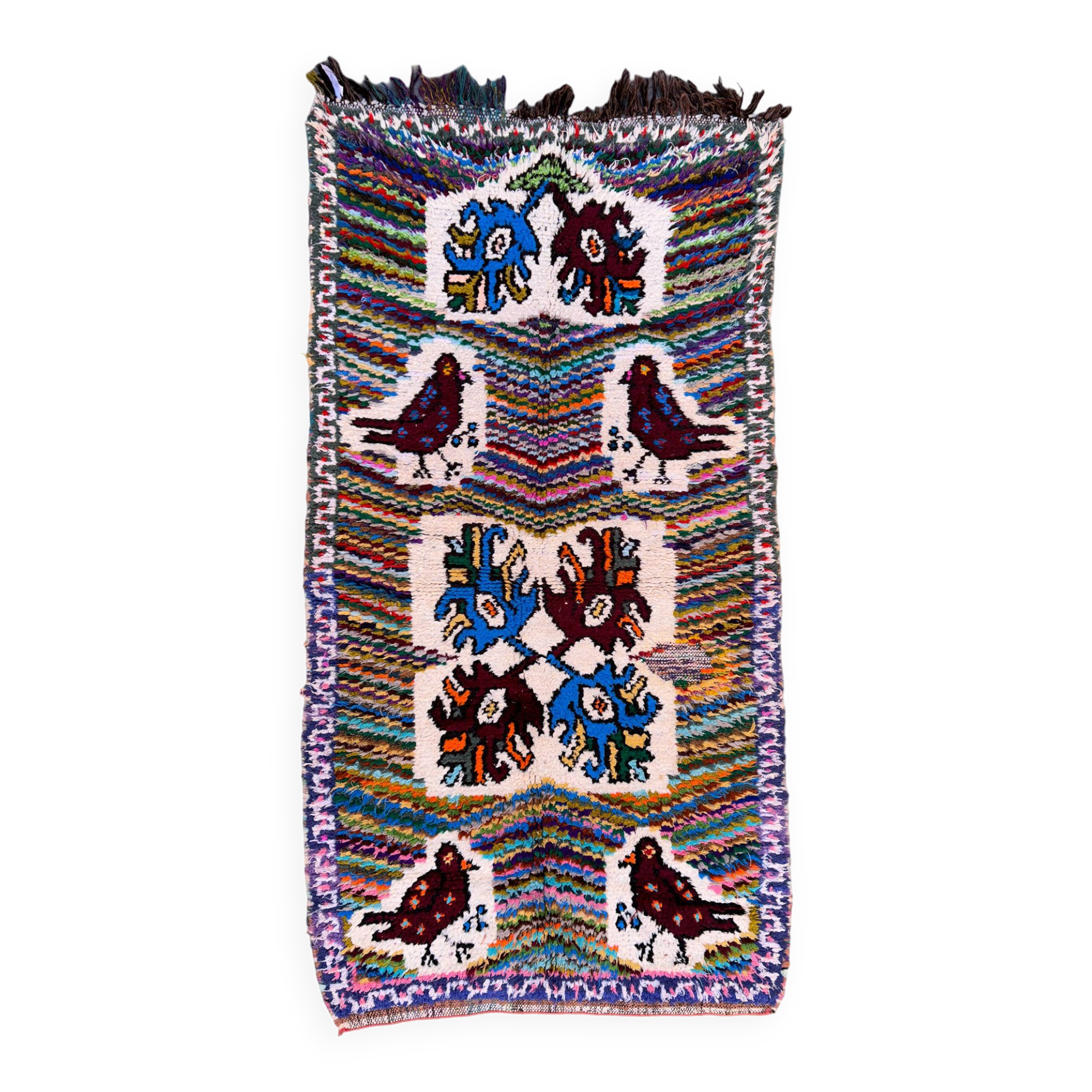 Colorful Boucherouite Azilal Moroccan rug - 97 x 184 cm