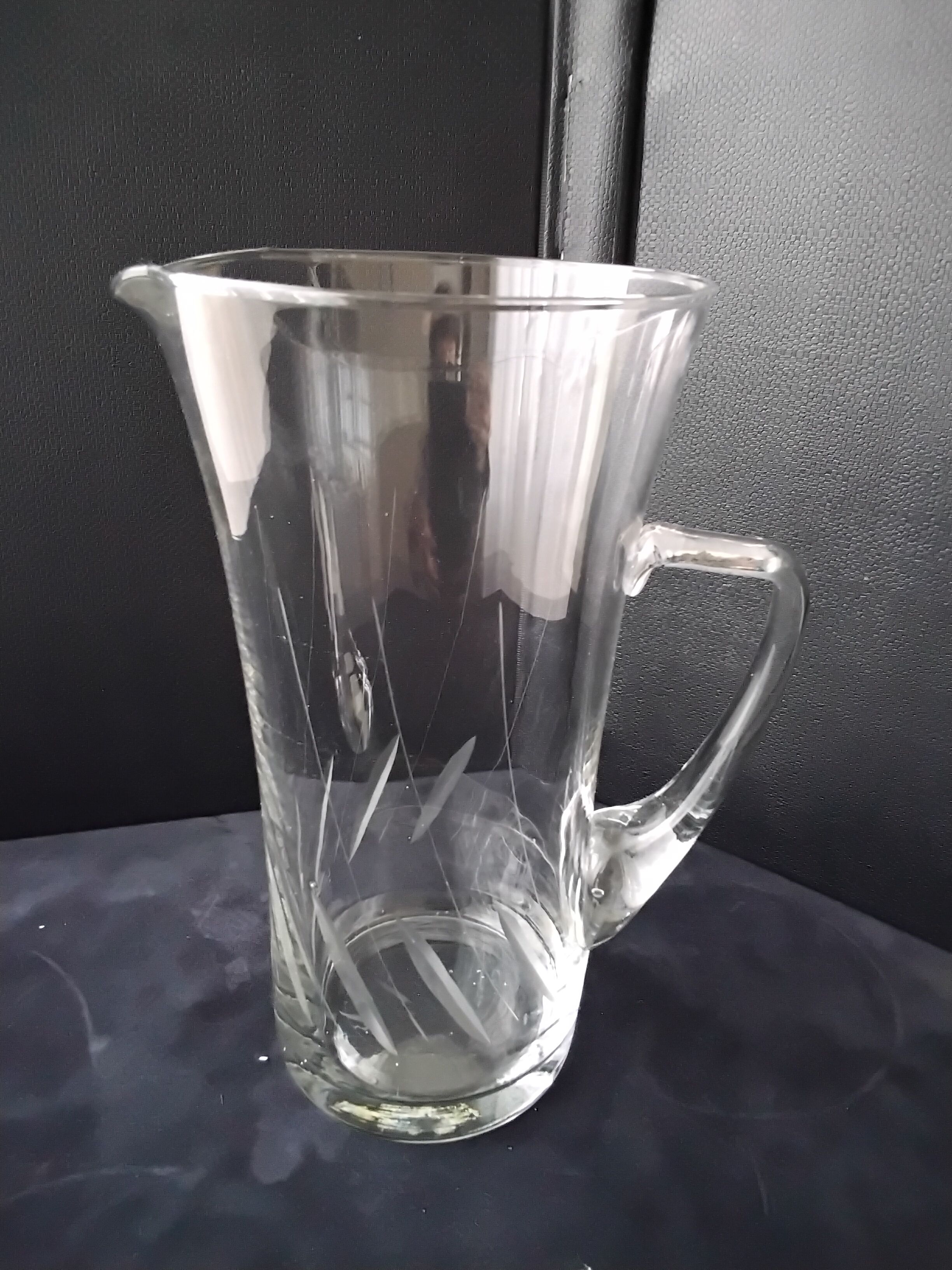 Water decanter, vintage ground glass jug