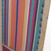 Paravent ancien 4 feuilles bois et tissu