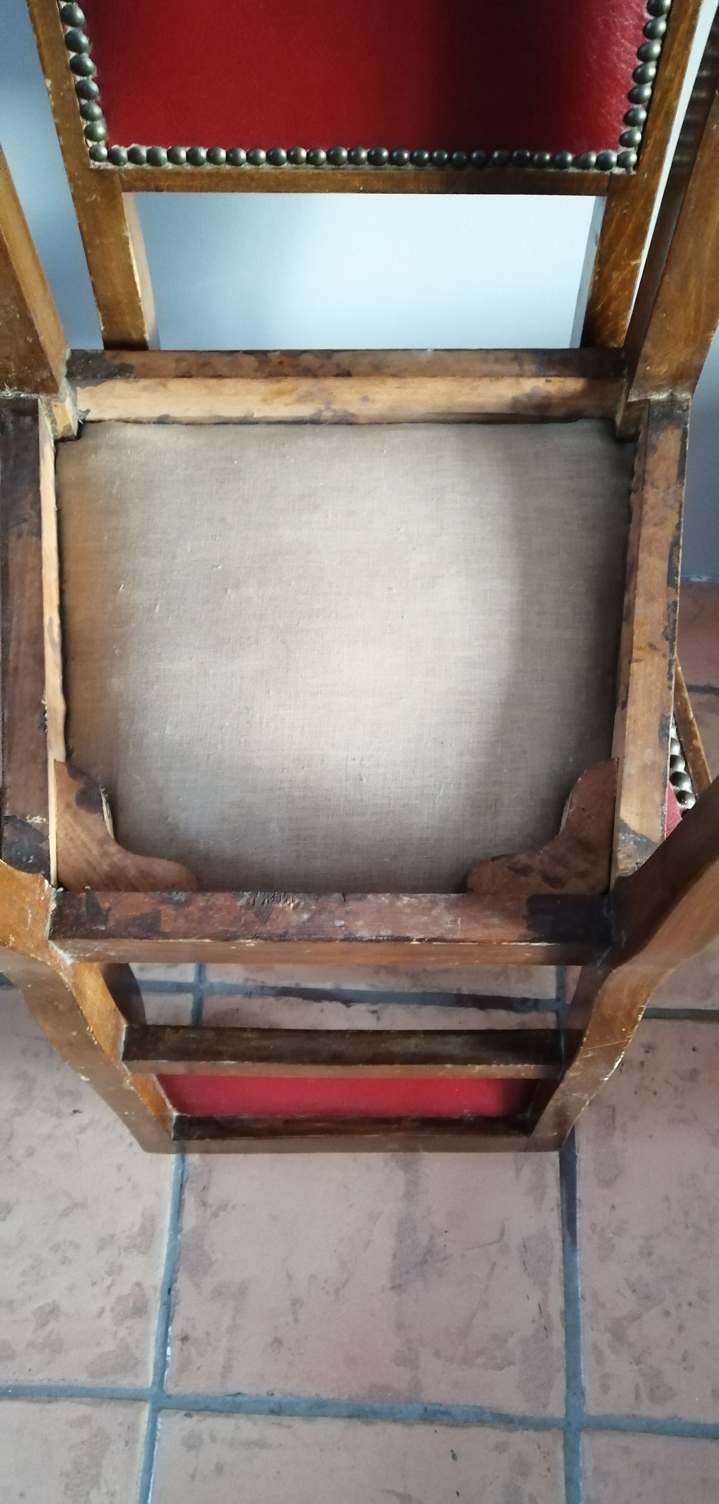 Pair of Art Deco chairs in red skai