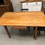 Old brasserie table with oak top
