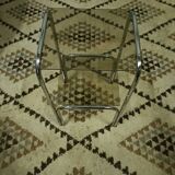 Vintage pedestal table, smoked glasses
