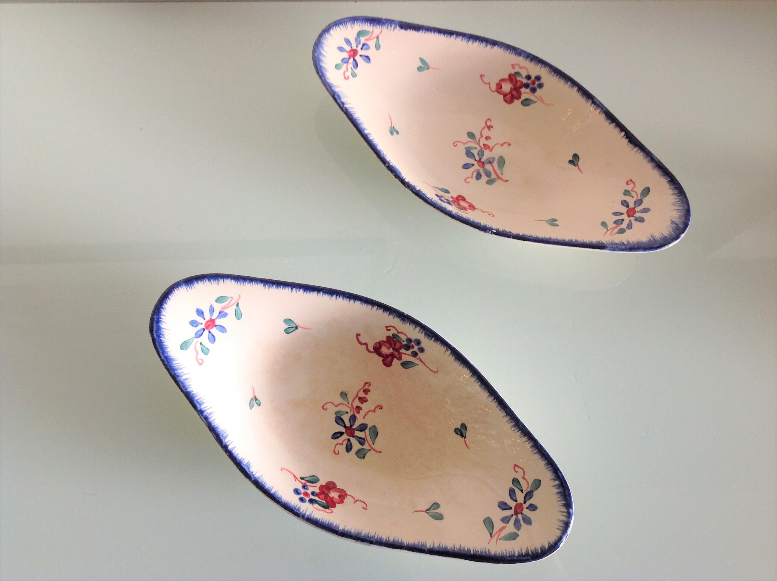 Pair of ravines decor Dambach from the vintage Sarreguemines faienceries 60-70