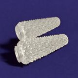 Pair of vintage wall sconces in molded glass and gilded brass