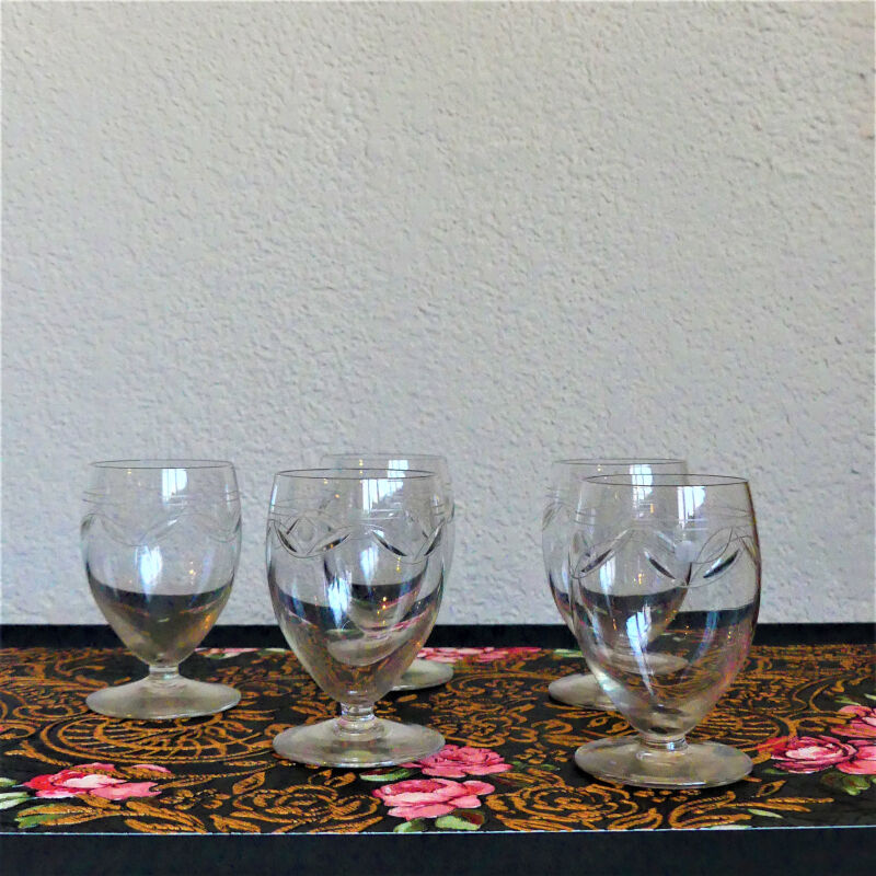 Vintage chiseled crystal liquor service 40s