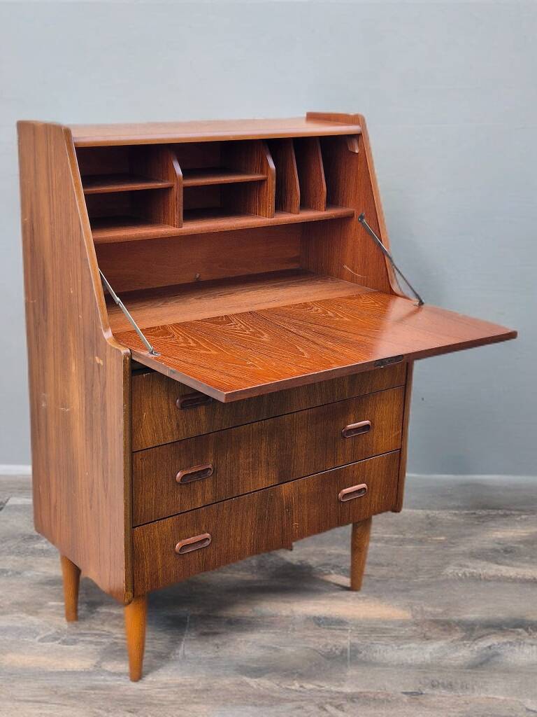 Norwegian teak secretary, Scandinavian vintage 1960s