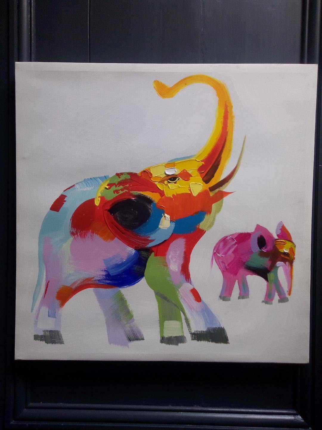 Oil on canvas elephant 58 cm x 58 cm