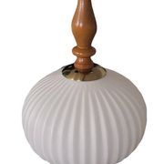 Vintage Scandinavian pendant light in white pleated opaline
