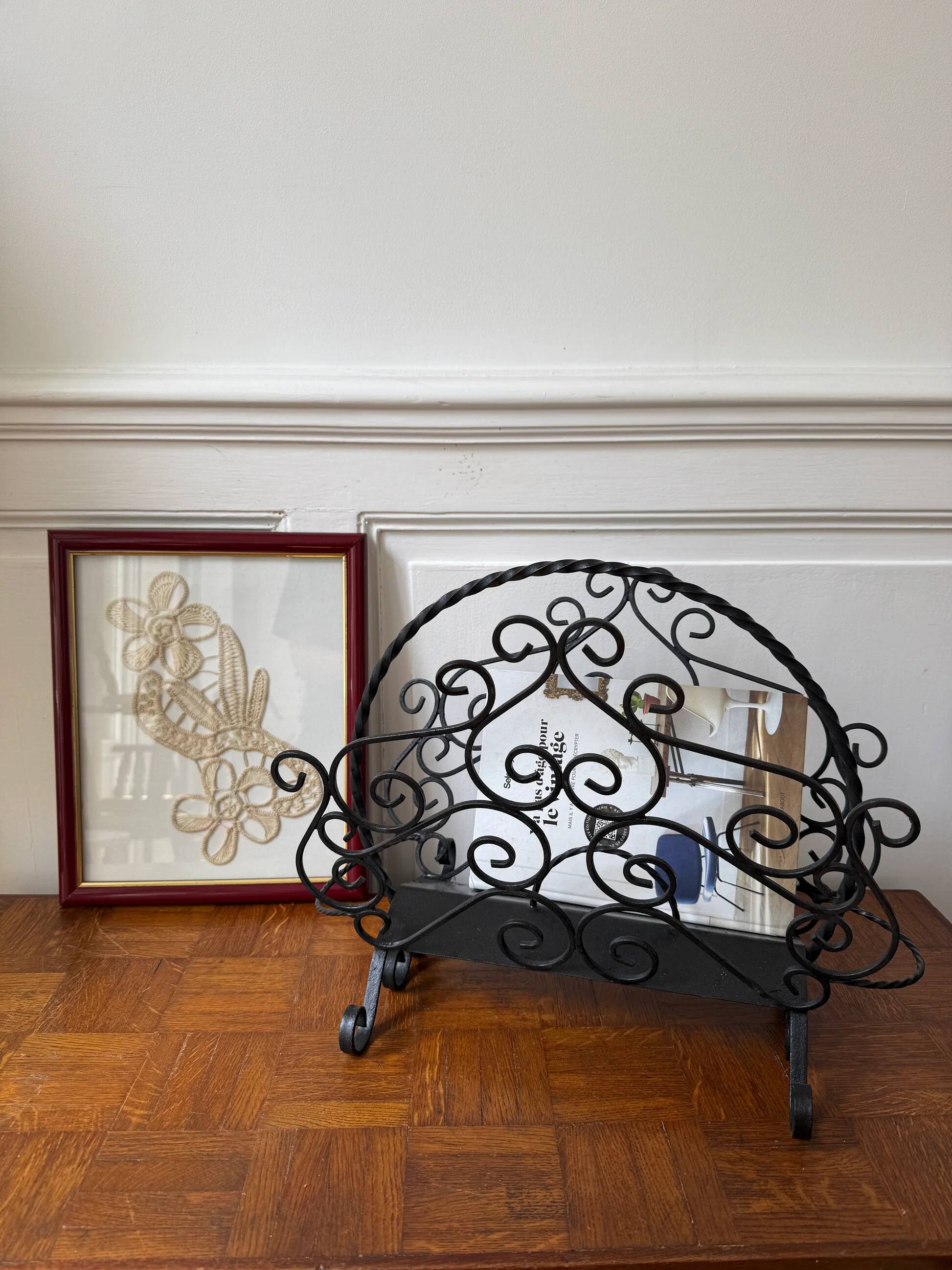 Wrought iron magazine rack