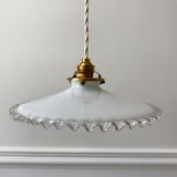 Vintage 50s serrated opaline pendant lamp