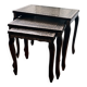Set of 3 nesting tables in wood and mother-of-pearl, damask style.