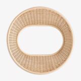 Large concave mirror in woven rattan