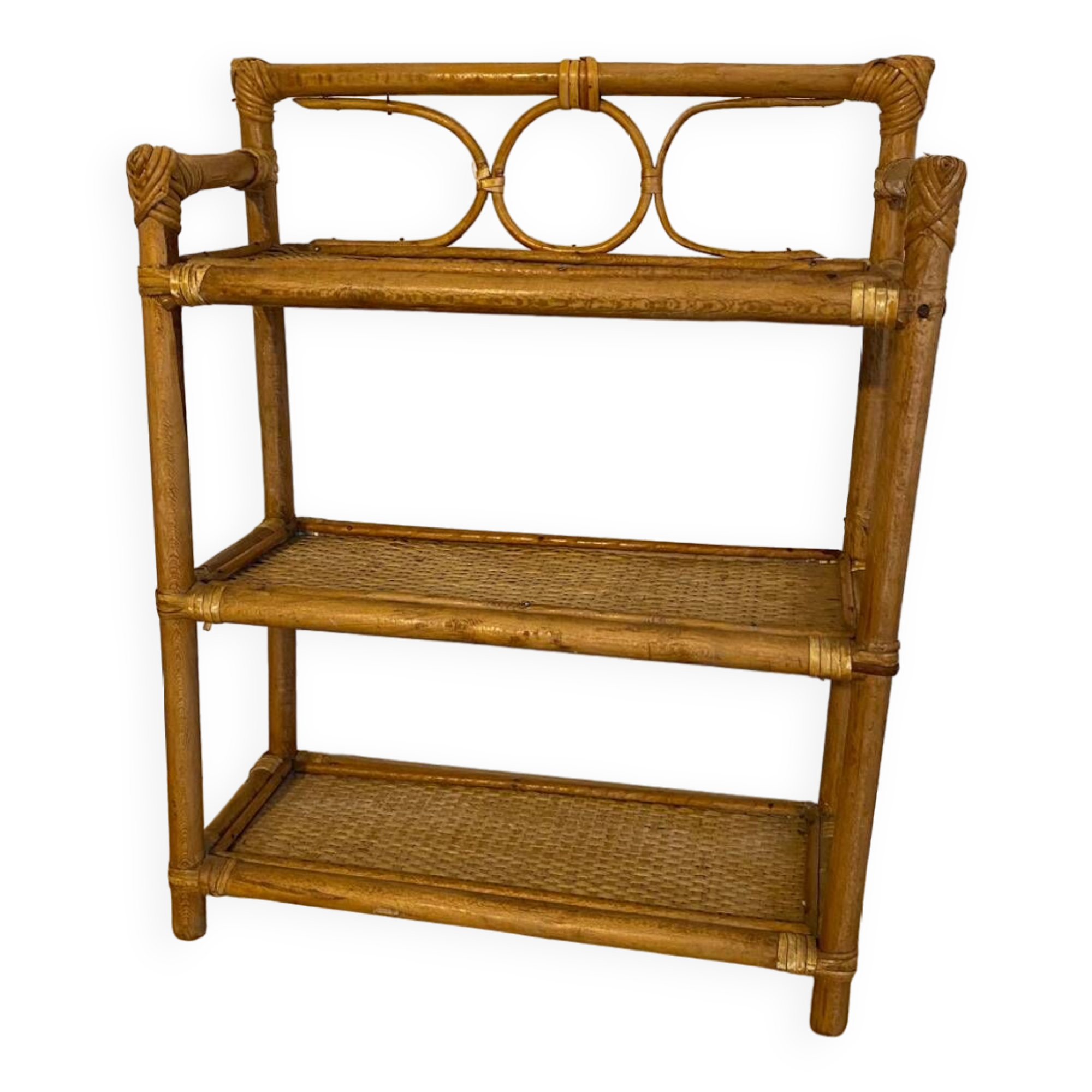 Rattan and bamboo shelf