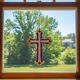Croix en vitrail – Style Tiffany fait main, décoration murale