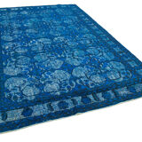 Handmade carved anatolian 1980s 216 cm x 316 cm blue carpet