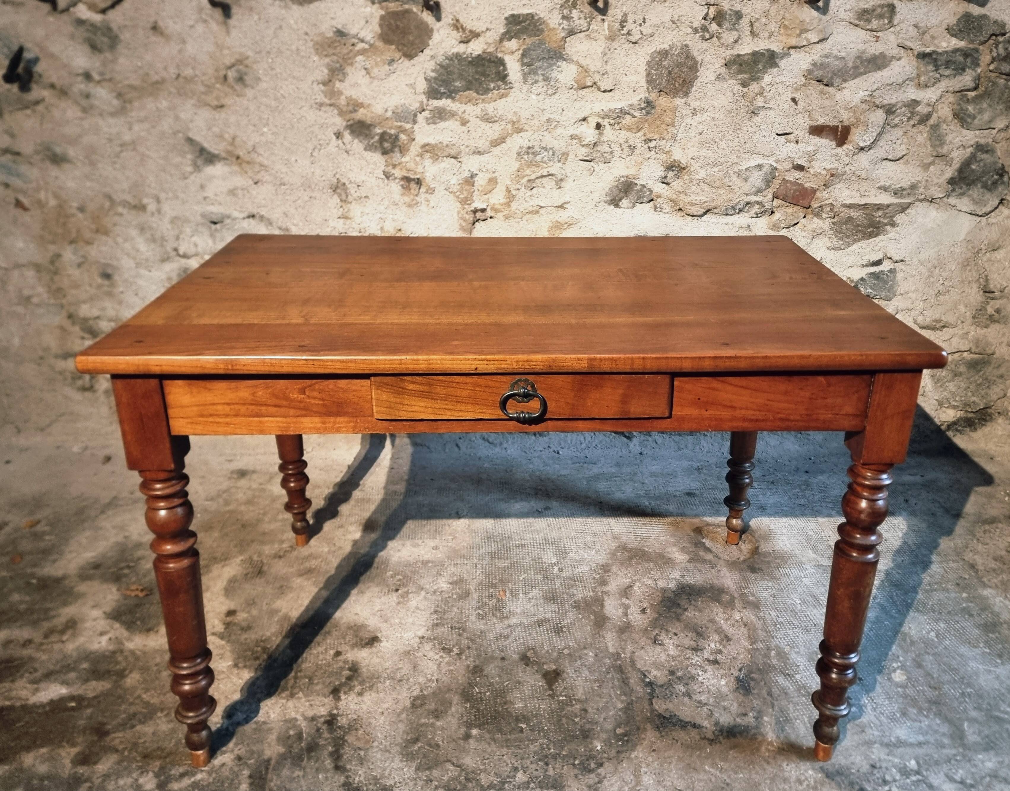 French vintage cherry wood table, circa 1920–1940.