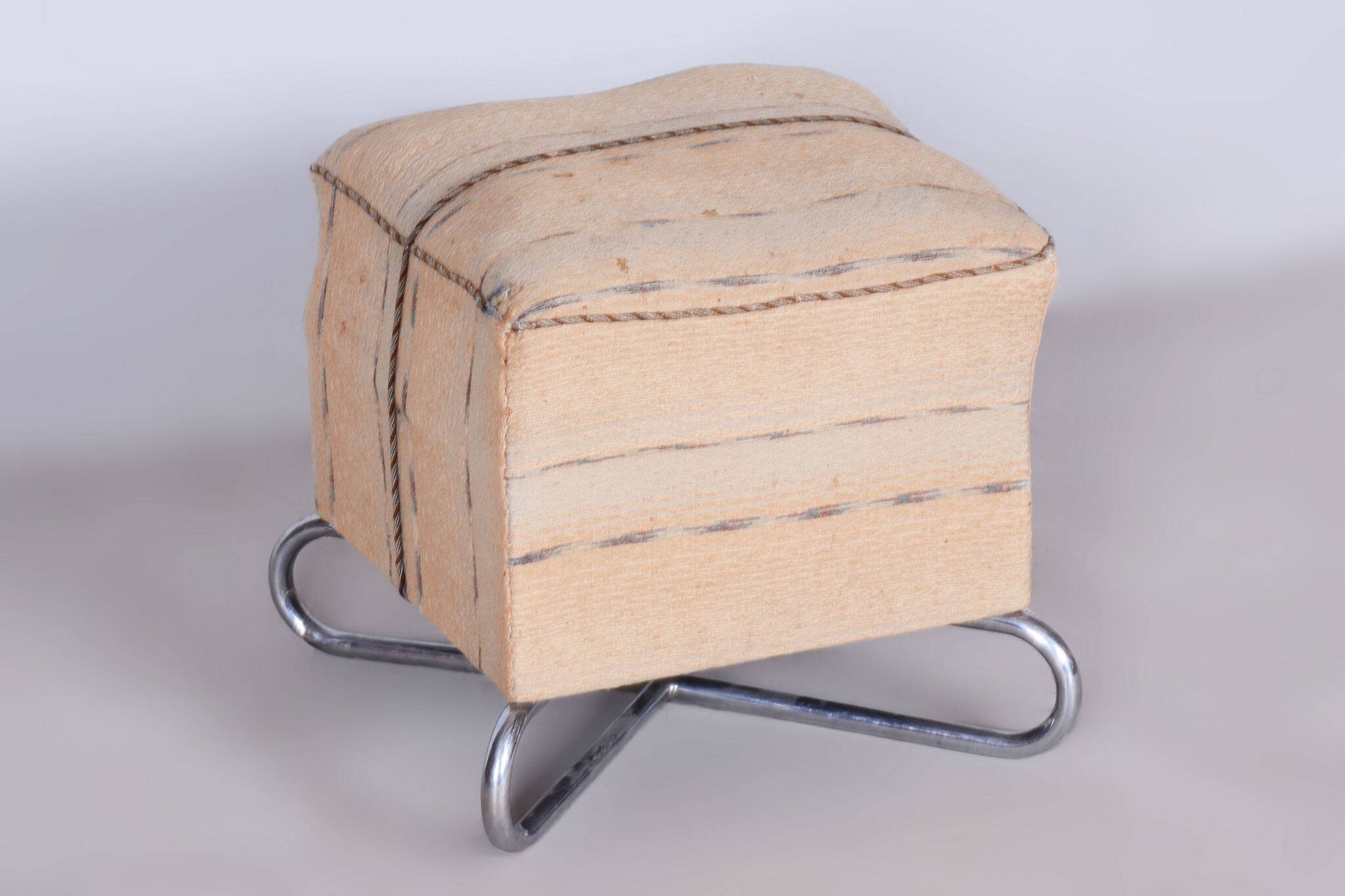 Tabouret Bauhaus original, construction chromée très inhabituelle, Tchéquie, années 1920