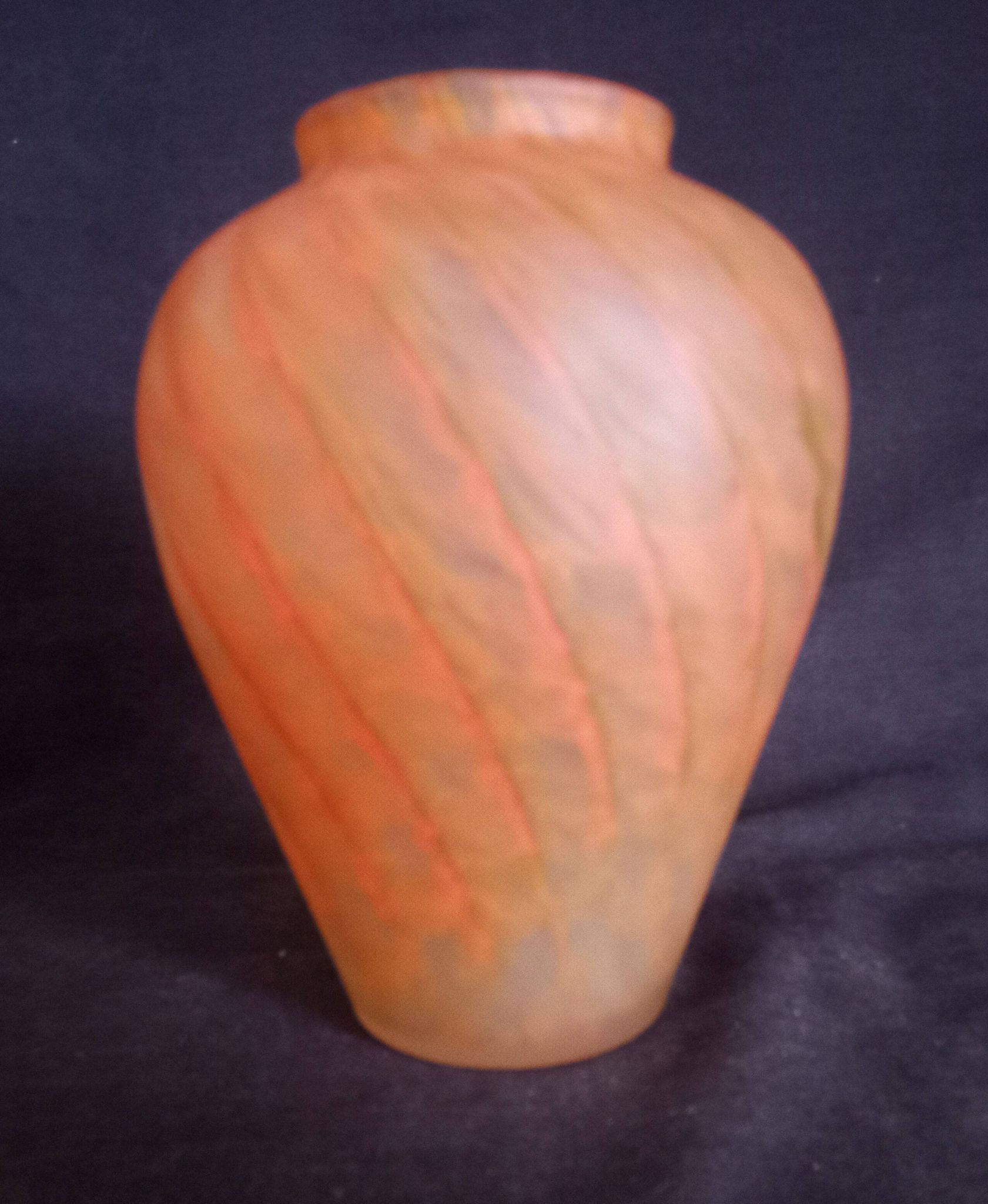 Glass paste vase, orange colour, height - 18 cm.