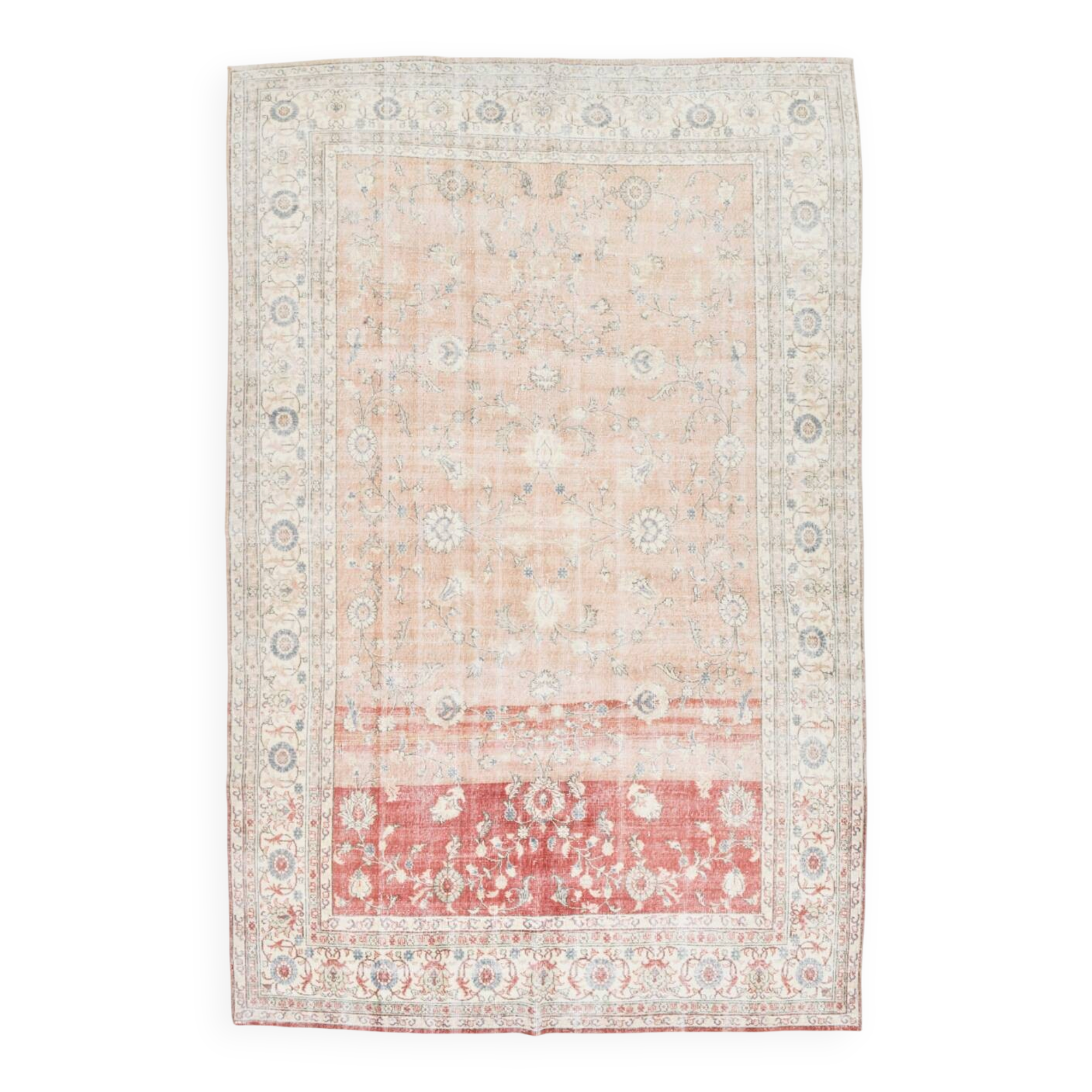Tapis vintage floral rose blush et pêche 8x12, tapis pour salon.