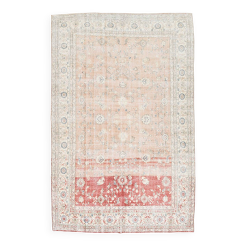 8x12 Blush Pink & Peach Floral Vintage Rug, Rugs For Living Room Carpet