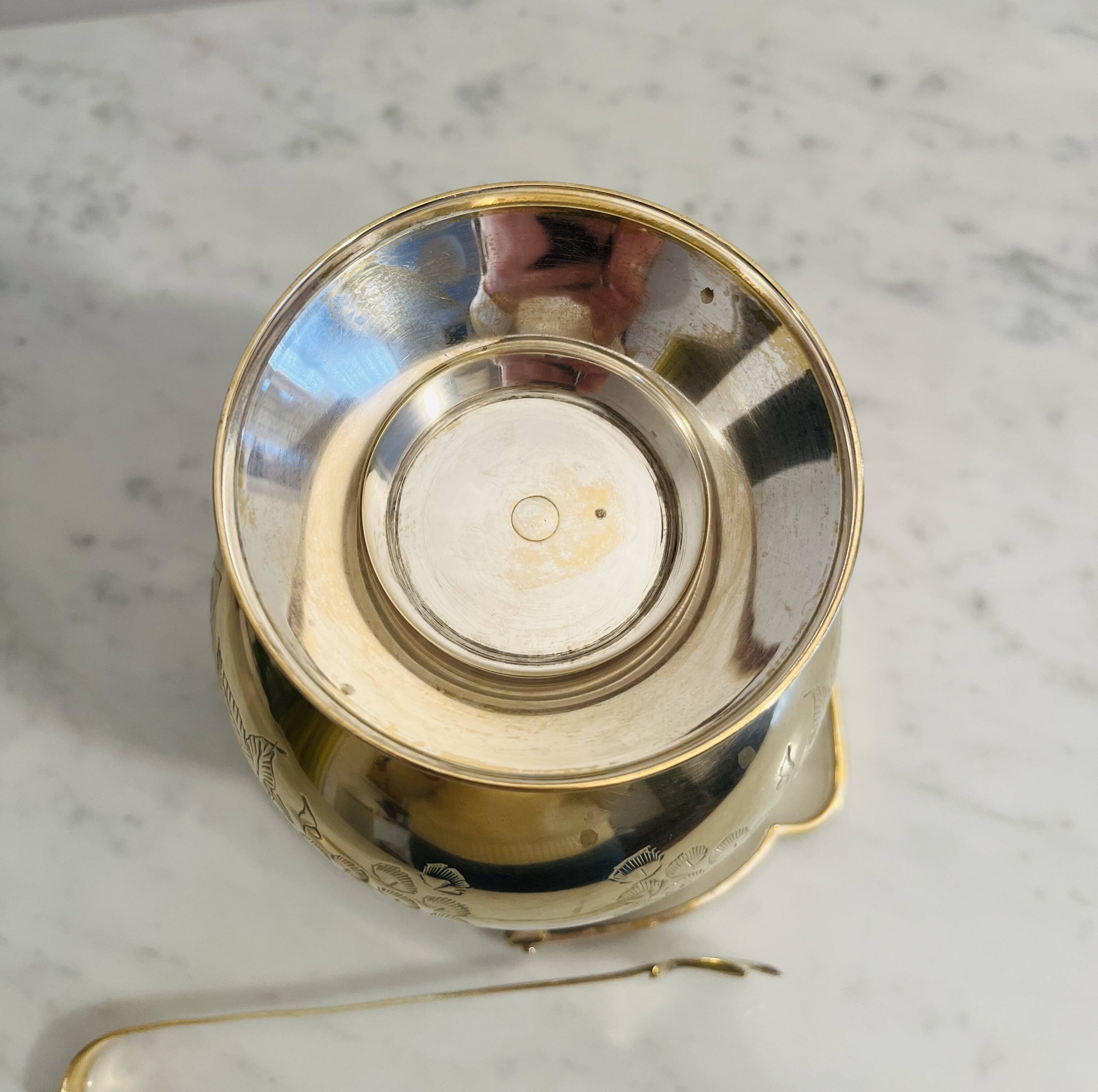 Seau à glace style  victorien ancien en laiton – charme vintage