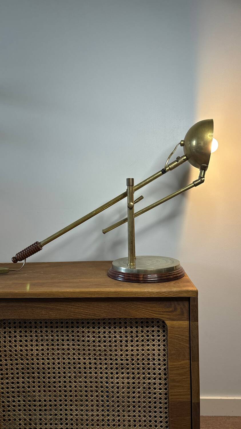 Adjustable brass desk lamp 1940s France