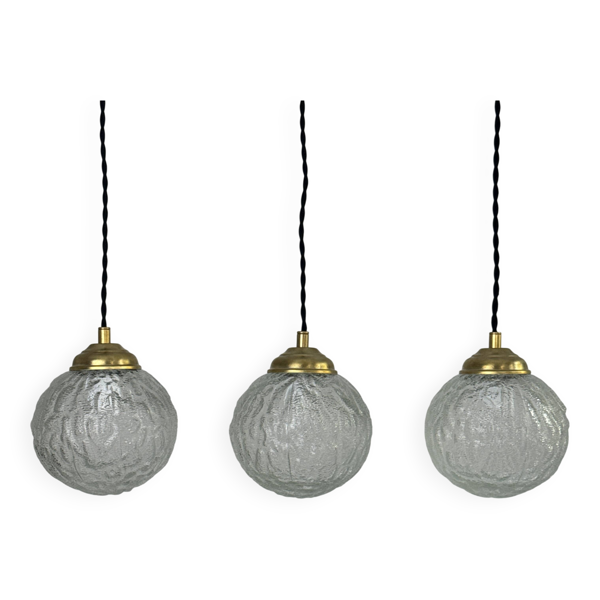 Lot of 3 vintage round glass pendants