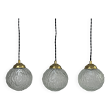 Lot of 3 vintage round glass pendants