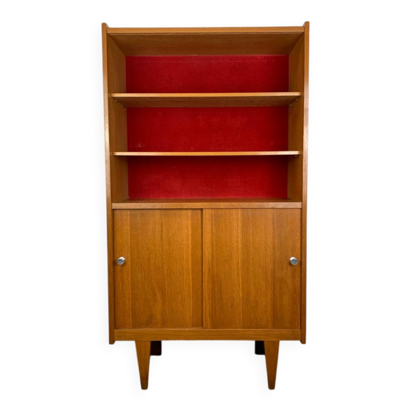 Étagère bibliothèque années 50 en chêne blond, vintage