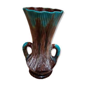 Blue vase with handles