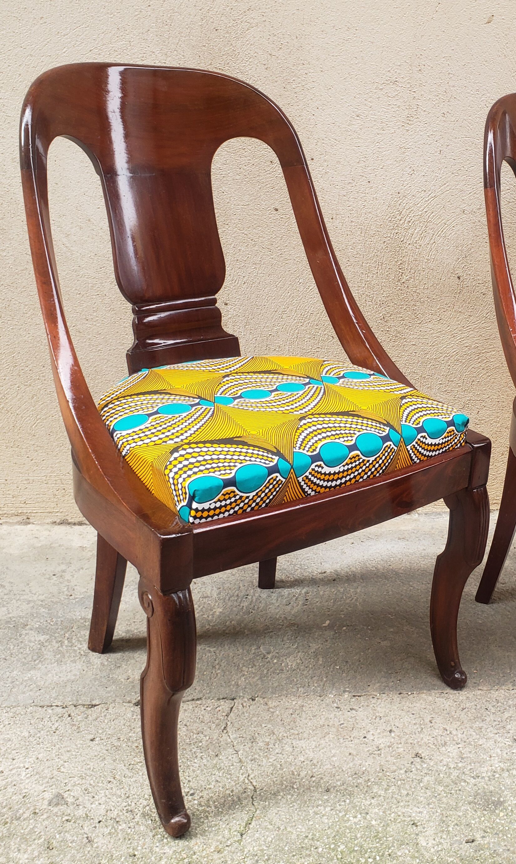 Pair of mahogany gondola chairs