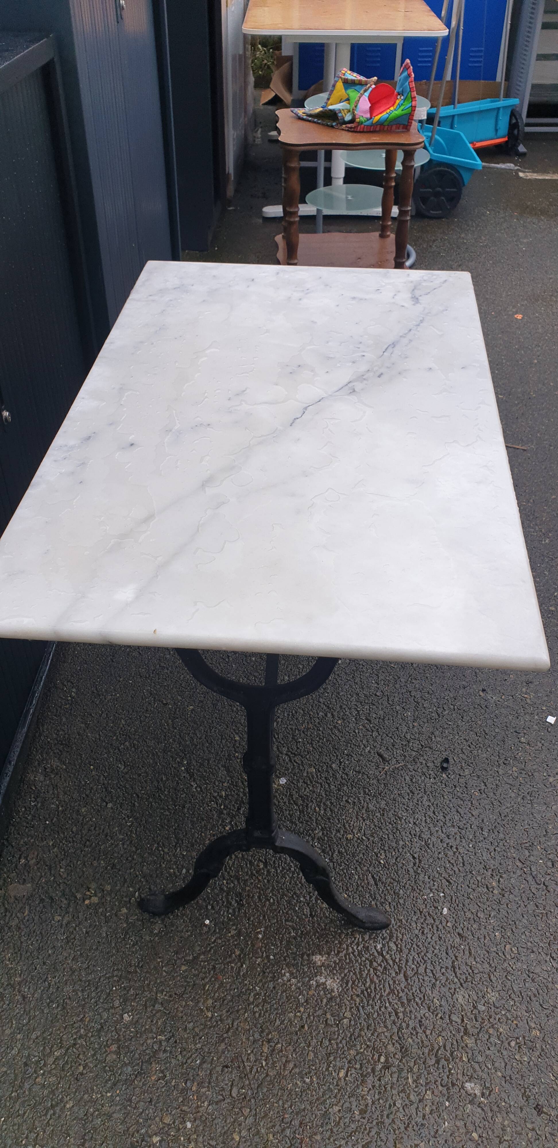 Cast iron and marble bistro table