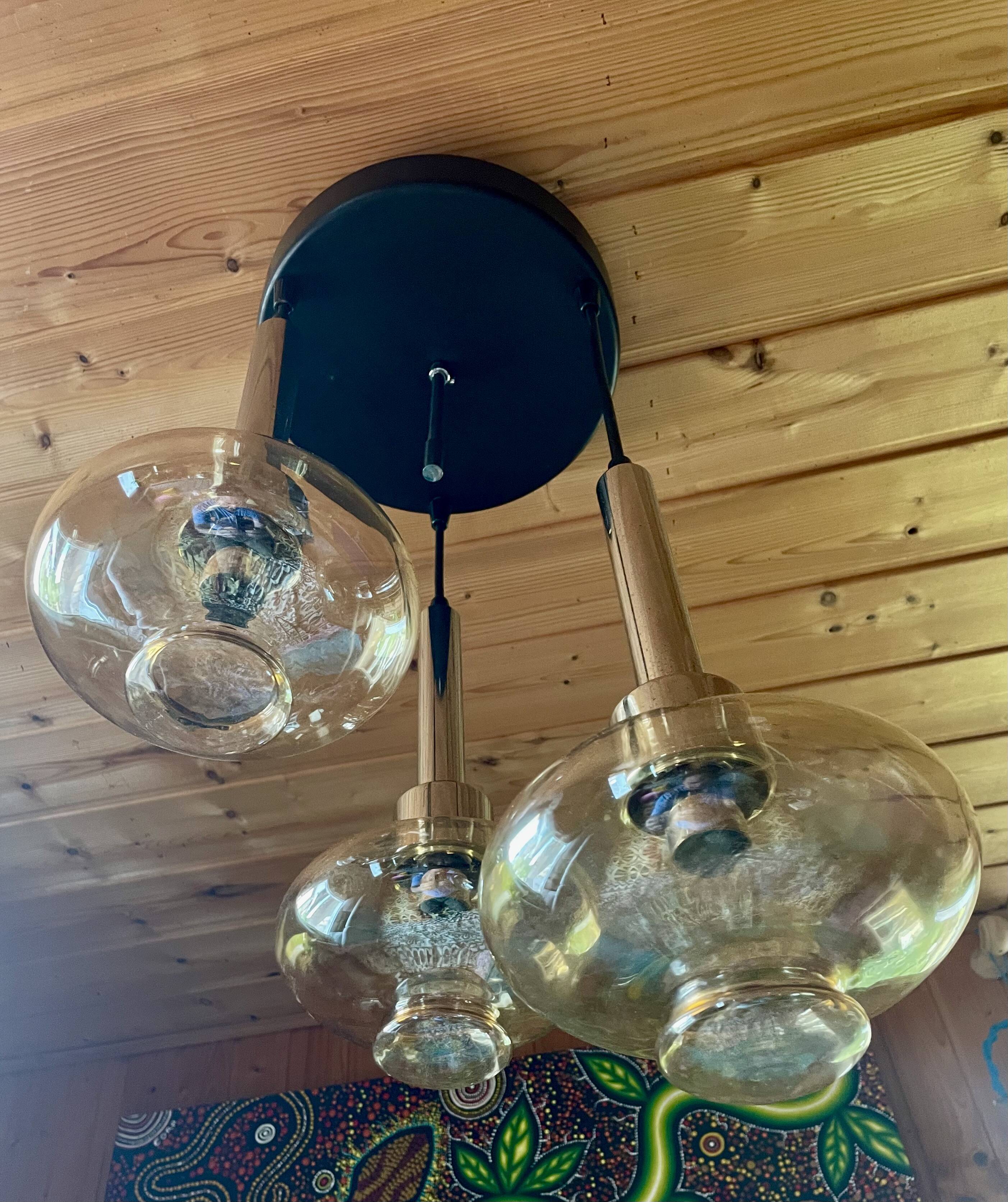 Chandelier, Ceiling light, Cascade pendant light, Design "RAAK", 70s