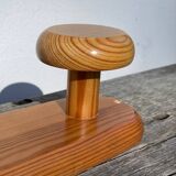1980 pine wood wall coat rack
