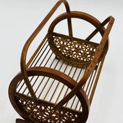 Vintage wooden coaster holder with 6 butterfly coasters.