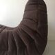 TOGO low chair in chocolate suede, Michel Ducaroy for Ligne Roset 1970