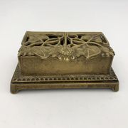 Old brass stamp box, floral decoration - twentieth century