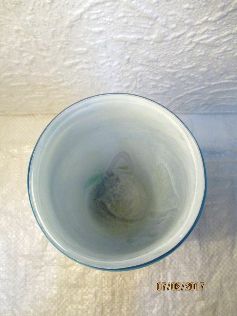 Contemporary cylindrical vase in signed glass paste