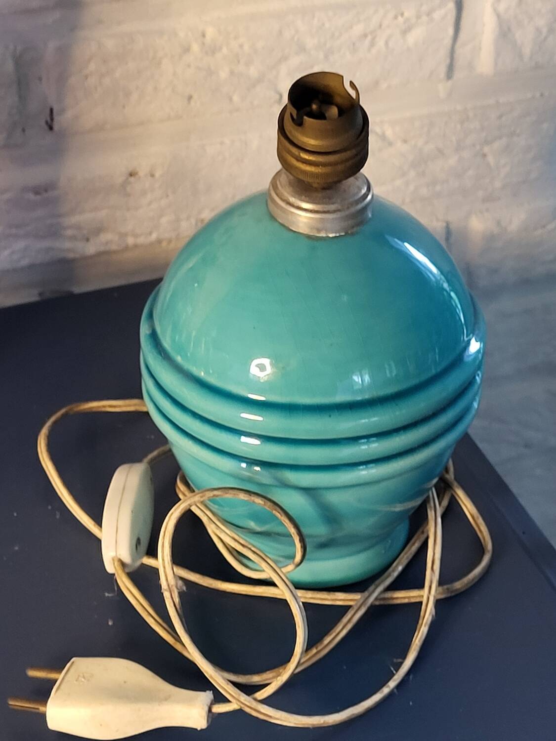Pied de lampe boule turquoise