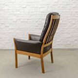 G-Möbel Chocolate Brown Leather Scandinavian Lounge Chair, Sweden, 1960s.