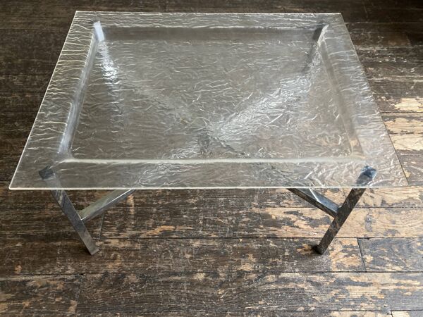 Bout de canapé en chrome et plexiglas 1970