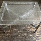 Hollywood chrome and plexiglass space age bedside coffee table 1970