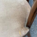 4 or 5 Louis Philippe chairs in solid wood and beige suede, upholstered