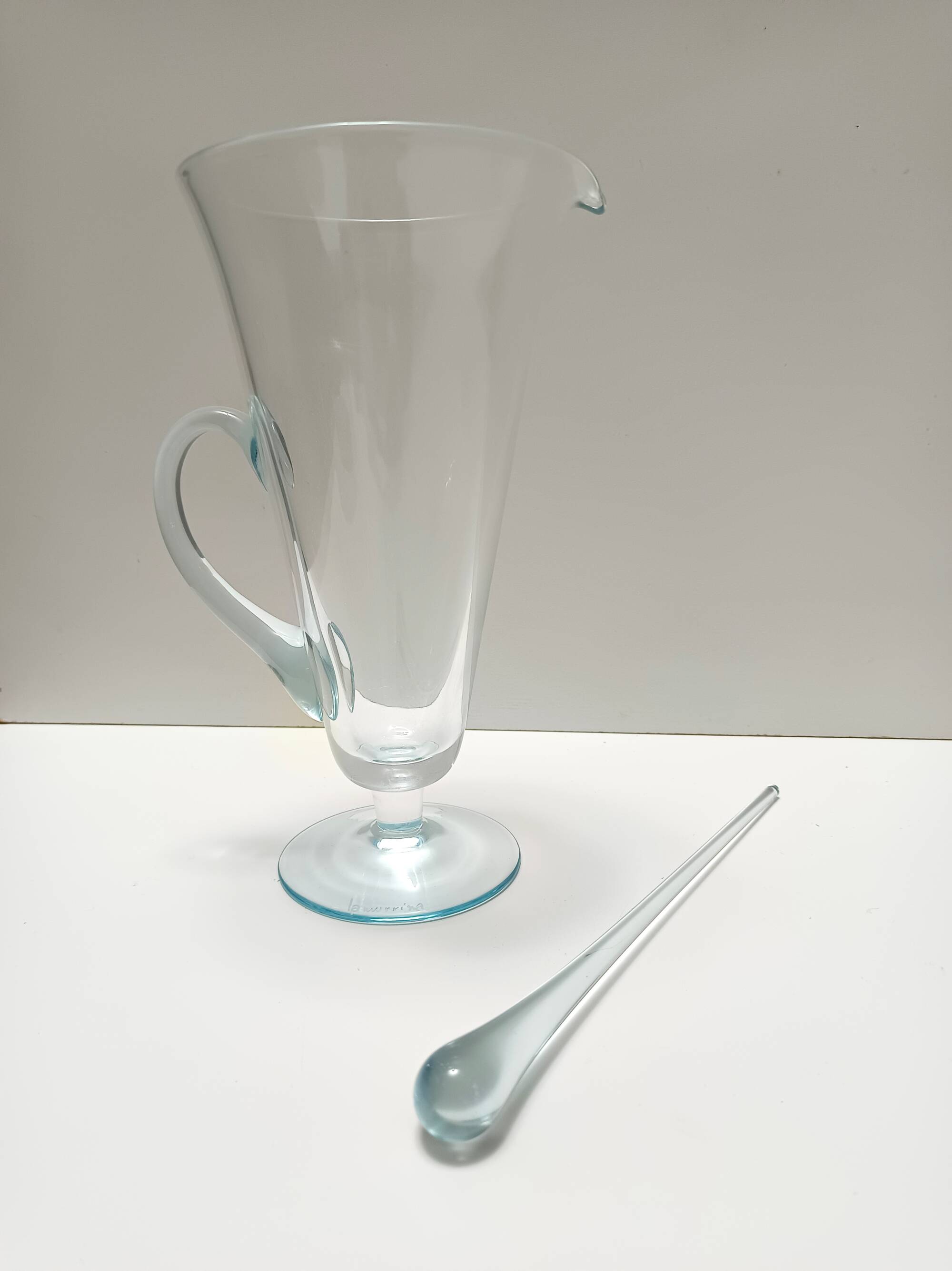 Light Blue Murano Glass Cocktail Set of 6 Glasses and a Pitcher by La Murrina