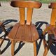 Brutalist set solid oak round dining table 4 chairs Depuydt Belgium